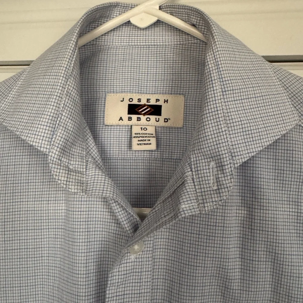 Joseph Abboud White and Blue Checkered Button Down Shirt. Event, holiday